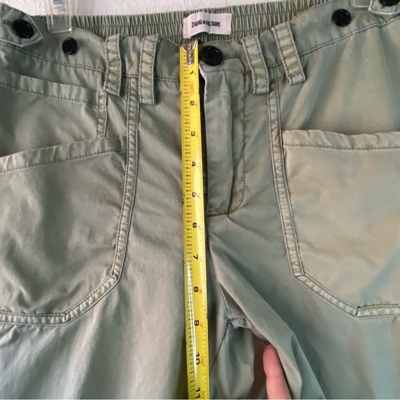Zadig & Voltaire Pamela Cotton Olive Cargo Pants with Black Button Trouser SZ 30 - Picture 12 of 12